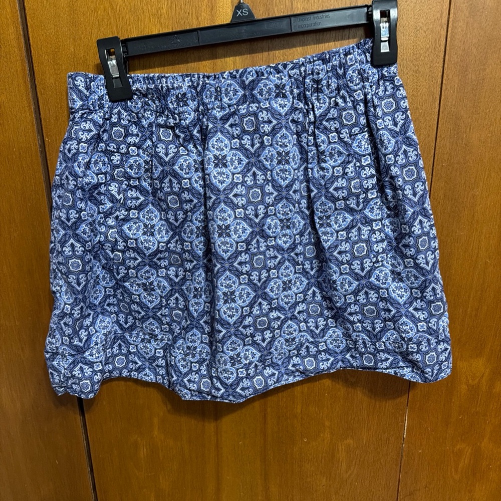 J. Crew Navy and Light Blue Patterned Mini Skirt